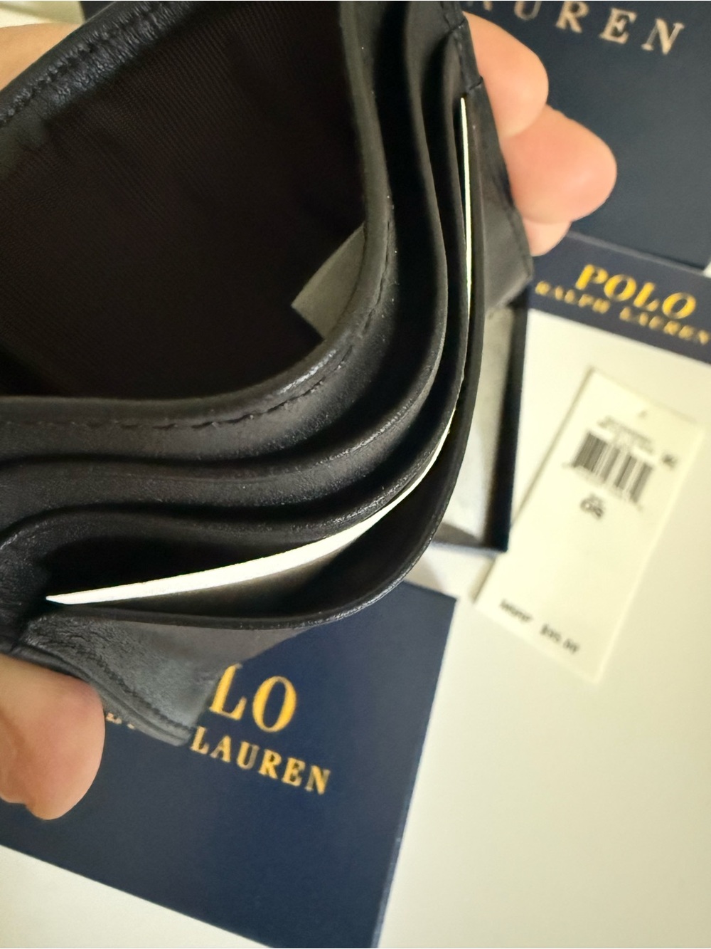 Polo Ralph Lauren Embroidered Ski Bear Leather Card Holder Black NWT OS - Picture 5 of 17